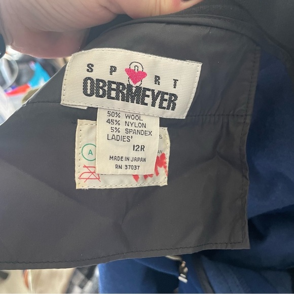 Vintage Obermeyer Pants Womens 12R Blue Stirrup Ski Snow Wool Blend Stretch - Picture 15 of 16